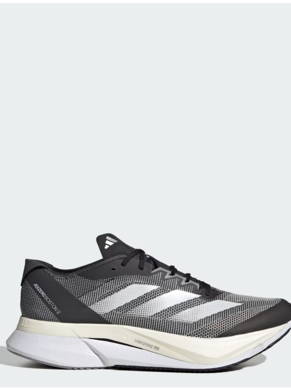 ADIDAS ADIZERO BOSTON 12 Black and White Lightweight Running Sneakers NWT